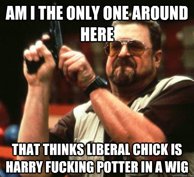 am I the only one around here That thinks liberal chick is harry fucking potter in a wig  Angry Walter