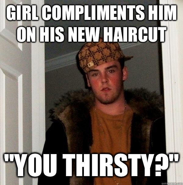 Girl compliments him on his new haircut 