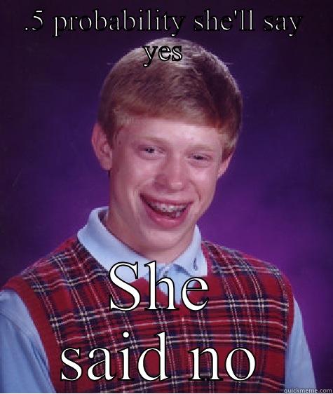 Bad probability - .5 PROBABILITY SHE'LL SAY YES SHE SAID NO Bad Luck Brian