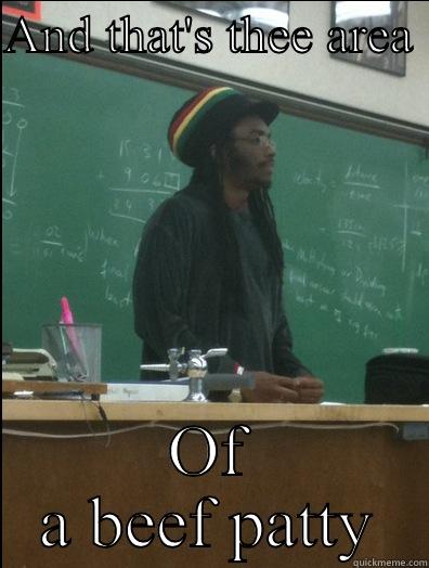 AND THAT'S THEE AREA  OF A BEEF PATTY Rasta Science Teacher