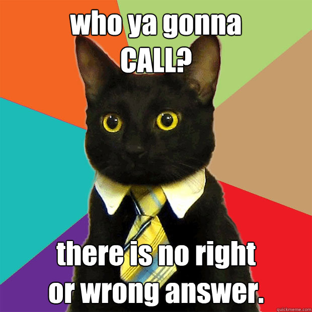 who ya gonna
CALL? there is no right
or wrong answer.  Business Cat