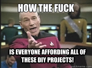 How the Fuck is everyone affording all of these DIY projects!  Annoyed Picard