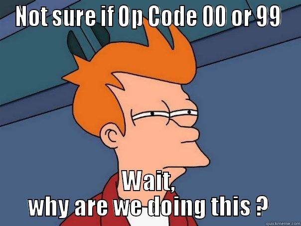 NOT SURE IF OP CODE 00 OR 99 WAIT, WHY ARE WE DOING THIS ? Futurama Fry