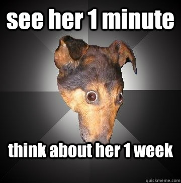 see her 1 minute think about her 1 week  Depression Dog