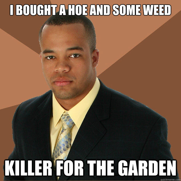 i bought a hoe and some weed  killer for the garden  Successful Black Man