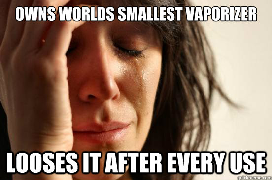 Owns worlds smallest vaporizer  Looses it after every use  First World Problems