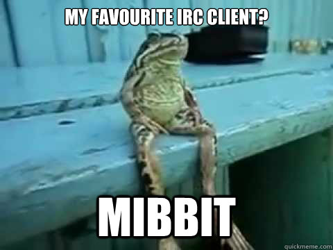 My favourite IRC client? mibbit  SITTING FROG