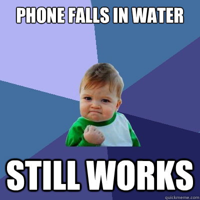 phone falls in water still works  Success Kid