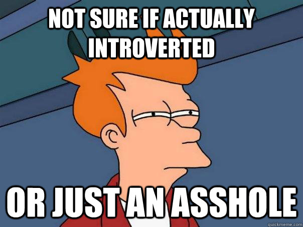 Not sure if actually introverted Or just an asshole - Not sure if actually introverted Or just an asshole  Futurama Fry