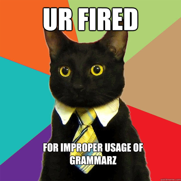 UR FIRED FOR IMPROPER USAGE OF
GRAMMARZ  Business Cat