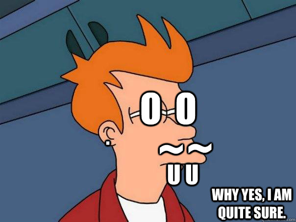 o  o U U . ~ Why yes, I am quite sure. ~  Futurama Fry