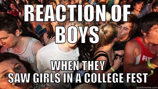 REACTION OF BOYS WHEN THEY SAW GIRLS IN A COLLEGE FEST Sudden Clarity Clarence