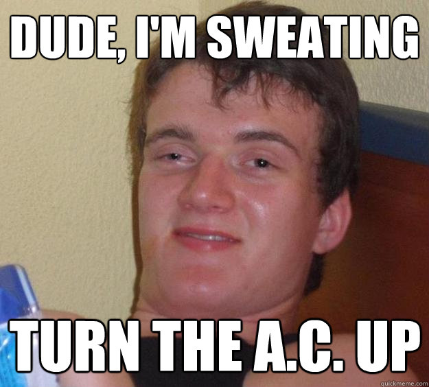 Dude, I'm sweating  turn the a.c. up  10 Guy