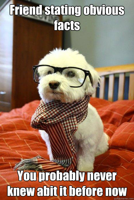 Friend stating obvious facts You probably never knew abit it before now  Hipster Dog