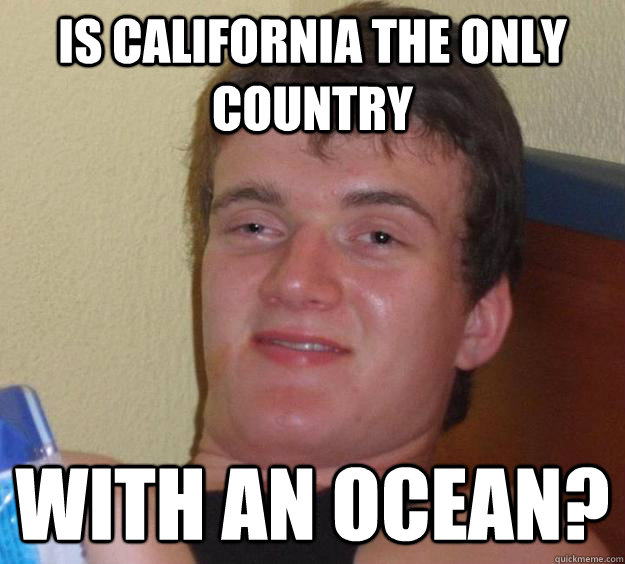 is california the only country with an ocean?  10 Guy