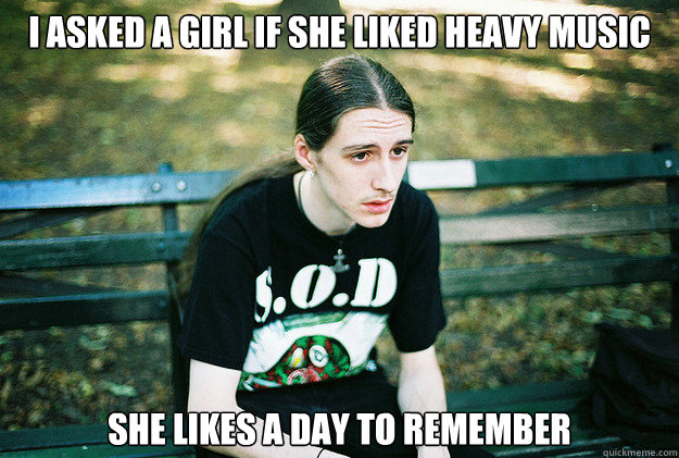 i asked a girl if she liked heavy music She likes A Day To Remember  First World Metal Problems