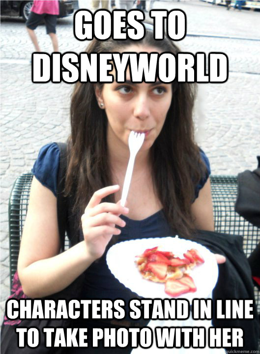 GOES TO DISNEYWORLD CHARACTERS STAND IN LINE TO TAKE PHOTO WITH HER  Ridiculously Photogenic Girl