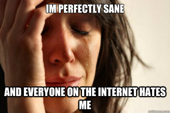 Im Perfectly Sane And everyone on the internet hates me  First World Problems