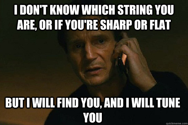 I don't know which string you are, or if you're sharp or flat But I will find you, and i will tune you  Liam Neeson Taken