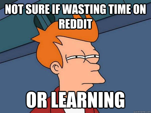 not sure if wasting time on Reddit or learning   Futurama Fry