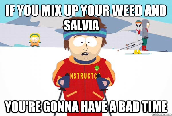 If you mix up your weed and salvia You're gonna have a bad time Salvia - If you mix up your weed and salvia You're gonna have a bad time Salvia  Super Cool Ski Instructor