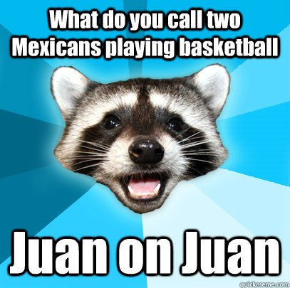 What do you call two Mexicans playing basketball Juan on Juan  Lame Pun Coon