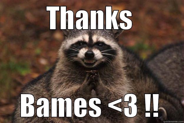 Thanks  - THANKS BAMES <3 !! Evil Plotting Raccoon