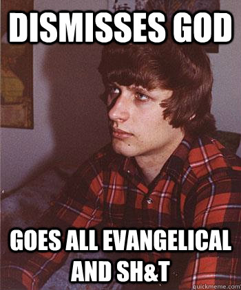 dismisses god goes all evangelical and sh&t  Hipster Harper