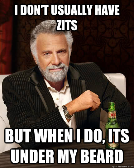 I don't usually have zits but when i do, its under my beard - I don't usually have zits but when i do, its under my beard  The Most Interesting Man In The World
