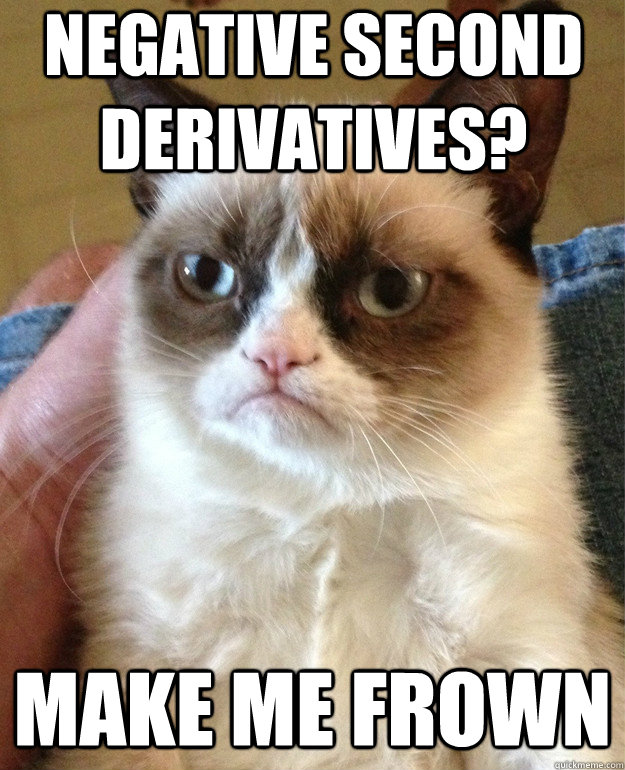 Negative second derivatives? Make me frown  Grumpy Cat