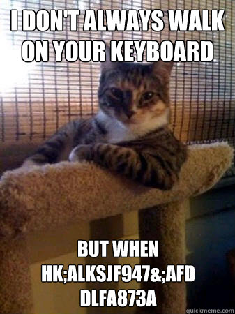 I don't always walk on your keyboard but when hk;alksjf947&;afd dlfa873a - I don't always walk on your keyboard but when hk;alksjf947&;afd dlfa873a  The Most Interesting Cat in the World