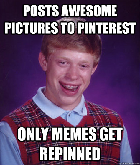 Posts awesome pictures to pinterest Only Memes get repinned - Posts awesome pictures to pinterest Only Memes get repinned  Bad Luck Brian