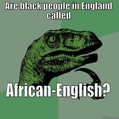 ARE BLACK PEOPLE IN ENGLAND CALLED AFRICAN-ENGLISH? Philosoraptor