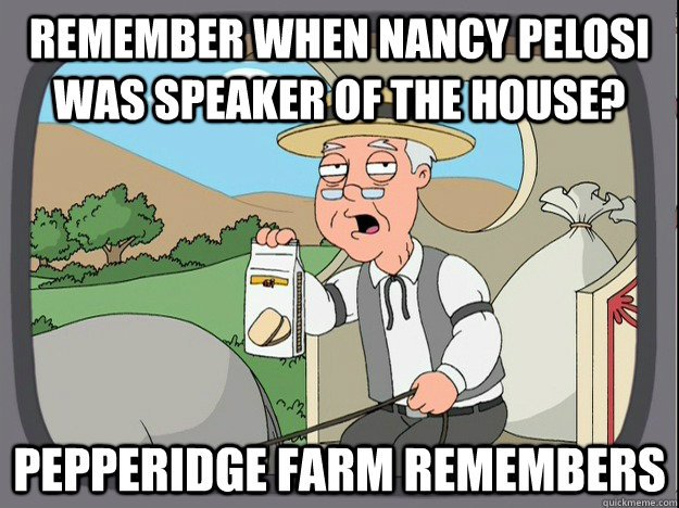 remember when nancy pelosi was speaker of the house? Pepperidge farm remembers  Pepperidge Farm Remembers