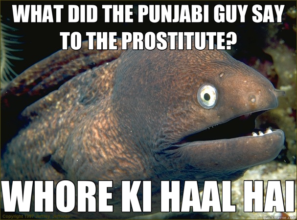 WHAT DID THE PUNJABI GUY SAY TO THE PROSTITUTE? WHORE KI HAAL HAI  Bad Joke Eel