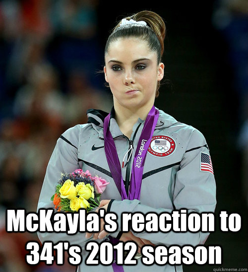  McKayla's reaction to 341's 2012 season  McKayla Not Impressed