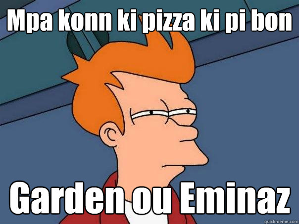 Mpa konn ki pizza ki pi bon Garden ou Eminaz  Futurama Fry