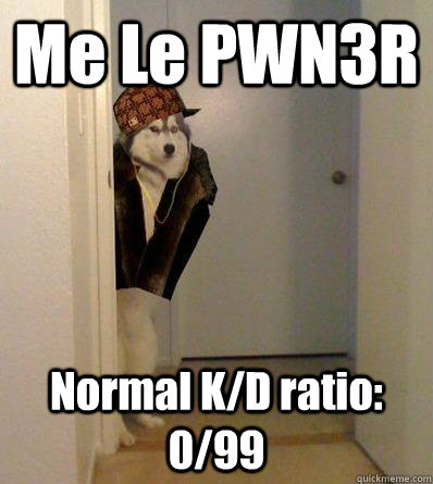 Me Le PWN3R Normal K/D ratio: 0/99  Scumbag dog