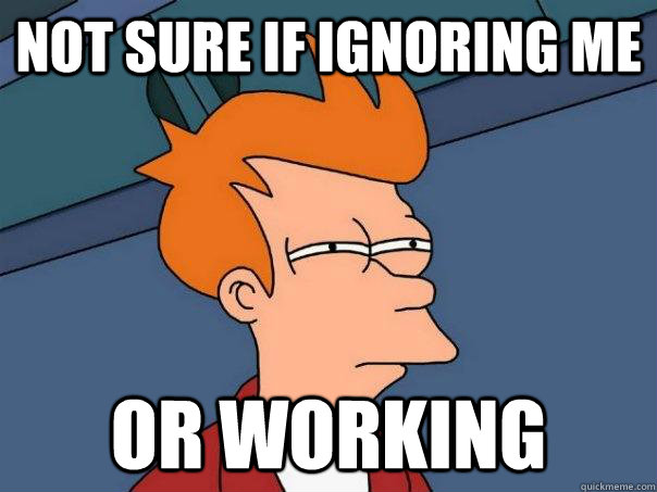 Not sure if ignoring me Or working  Futurama Fry