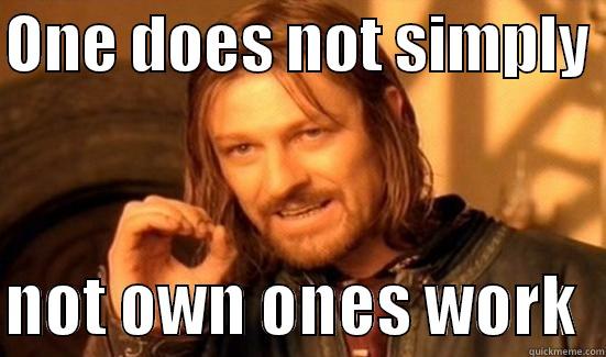 ONE DOES NOT SIMPLY   NOT OWN ONES WORK  Boromir