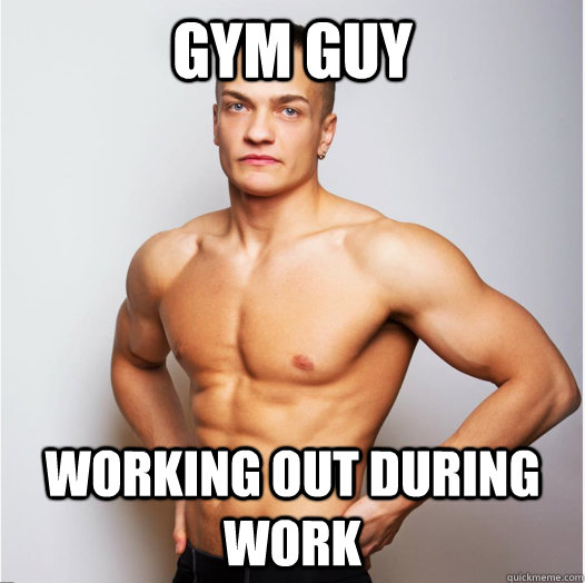 gym guy working out during work - gym guy working out during work  Gym guy