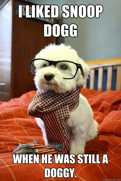 I LIKED SNOOP DOGG WHEN HE WAS STILL A DOGGY.  Hipster Dog