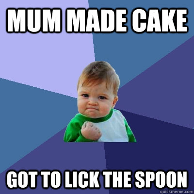 MUM MADE CAKE GOT TO LICK THE SPOON  Success Kid