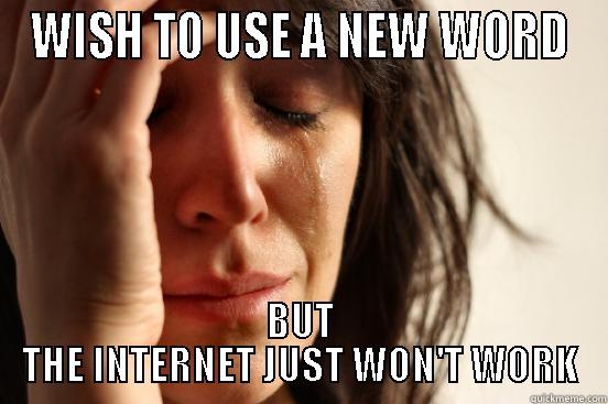 WISH TO USE A NEW WORD BUT THE INTERNET JUST WON'T WORK First World Problems