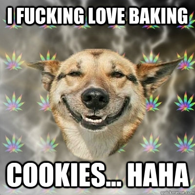 I fucking love baking cookies... haha  Stoner Dog