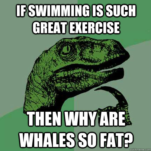If swimming is such great exercise then why are whales so fat? - If swimming is such great exercise then why are whales so fat?  Philosoraptor
