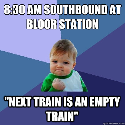 8:30 am southbound at Bloor station
 