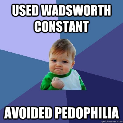 used wadsworth constant avoided pedophilia  Success Kid