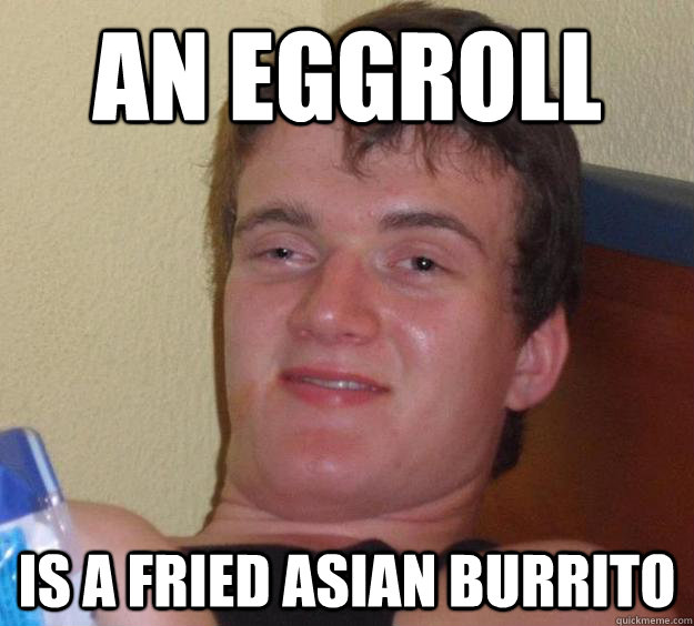 an eggroll is a fried asian burrito  10 Guy