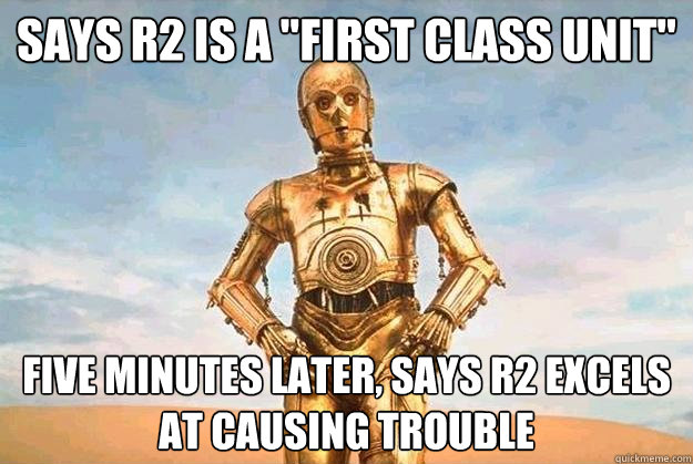 Says R2 is a 